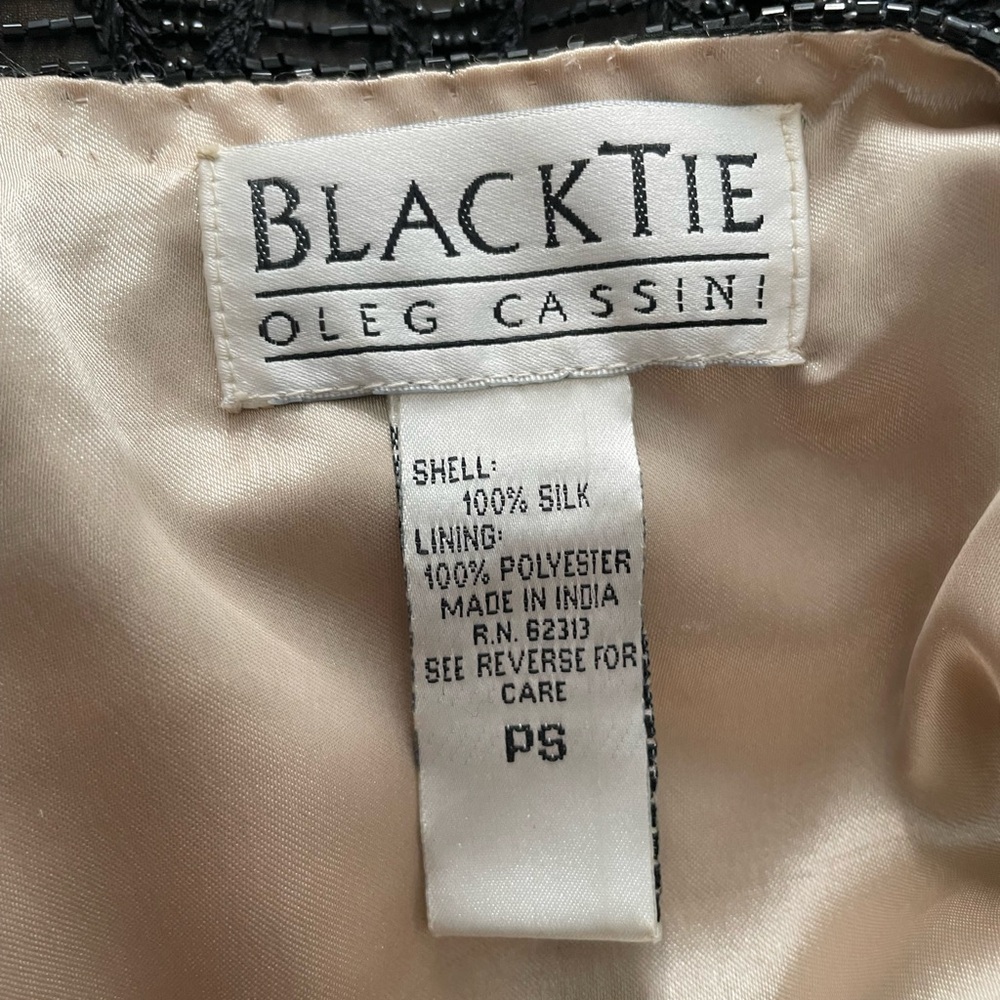 90s Elegant Black Beaded Black Tie Oleg Cassini Evening Jacket - Picture 6 of 6